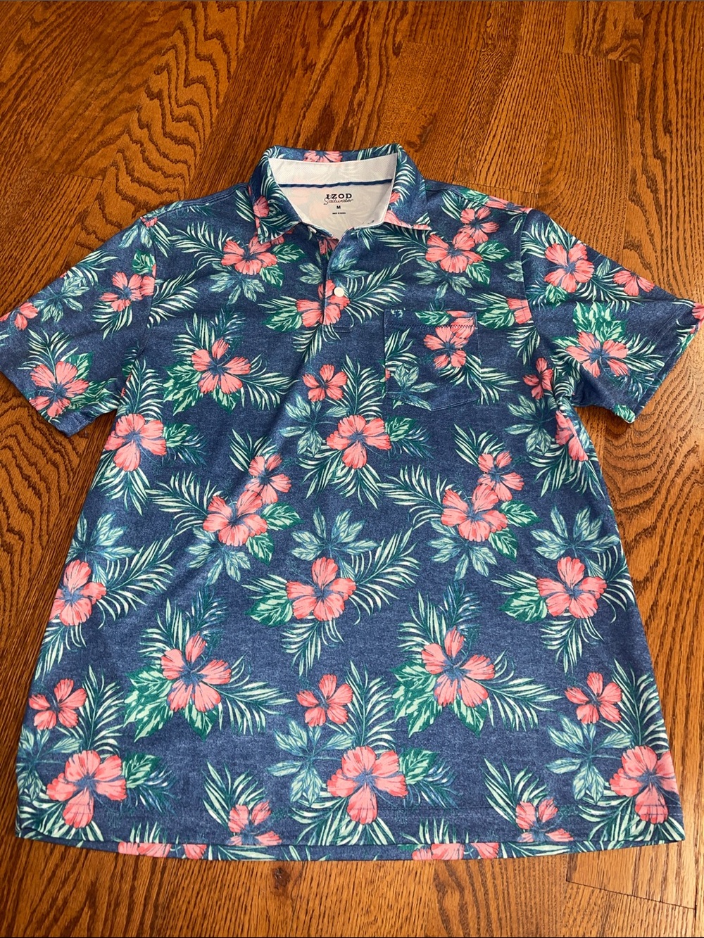 Izod Navy Polo with Pink Floral Print